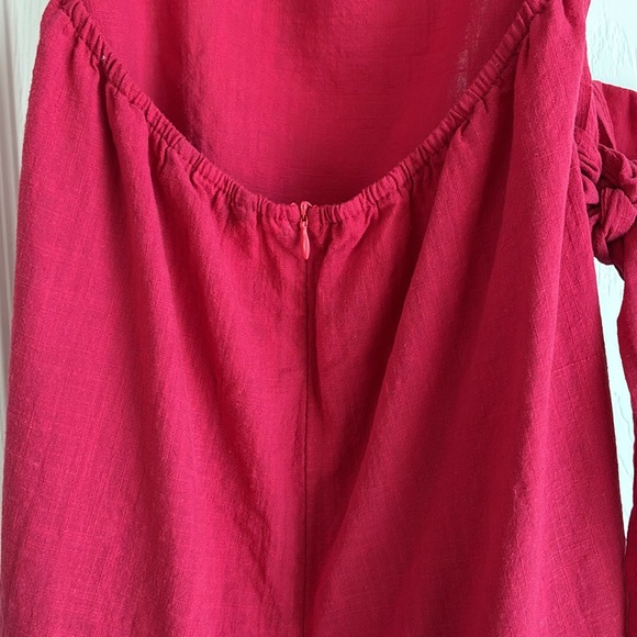 SHEIN 100% Cotton Red Wrap Backless Dress XL - Picture 12 of 14